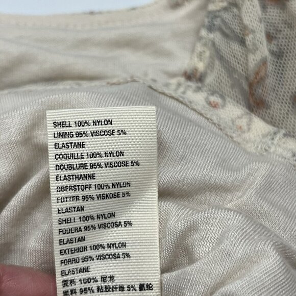 Free People Lilia Ruched Cropped Top Size S Ivory Floral Boho Coachella Party - Picture 10 of 14